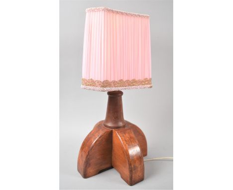 A Modern Wooden Based Table Lamp and Shade, Over Height 42cm 