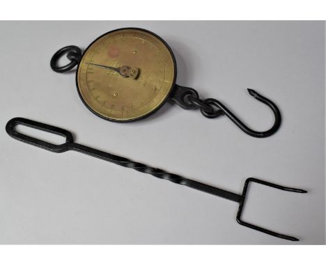 A Salters Scale and a Wrought Iron Two Pronged Fork 