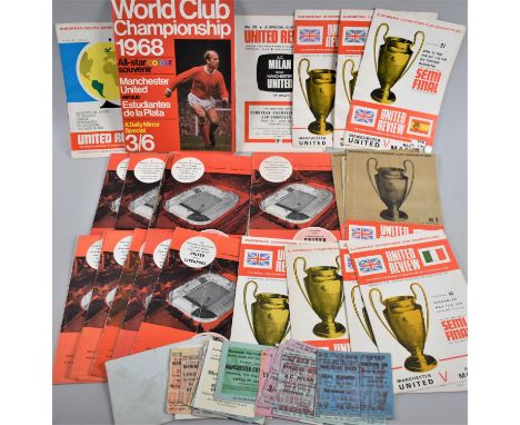 A Collection of 1960's European Manchester United Football Programmes to Include Some Ticket Stubs and One World Club Champio