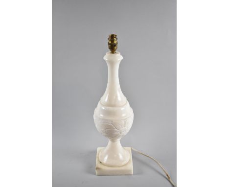 A Modern Alabaster Vase Shaped Table Lamp (No Shade), 50cm high 