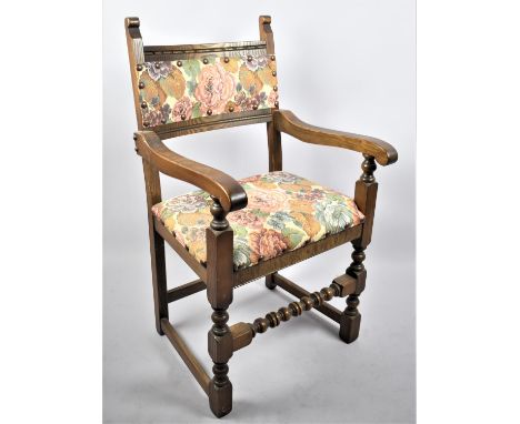 A Tapestry Upholstered Oak Framed Armchair 