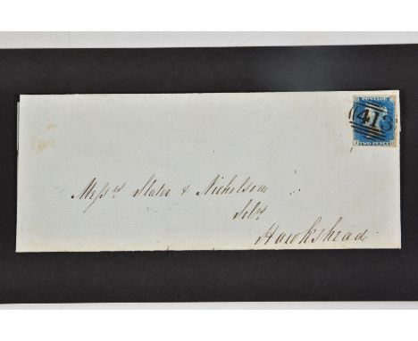 GB 1840 TWO PENNY BLUE on cover, cancelled by 1844 413 numeral, stamp just 4m, tiny scuff NE corner mentioned for accuracy, r