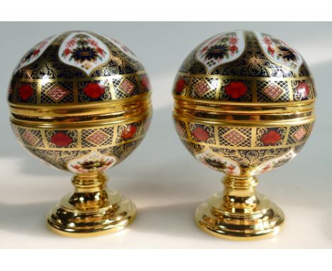 Royal Crown Derby Millennium Globe Thermometer and Barometer, commissioned by Sinclairs, boxed with certificates (2)