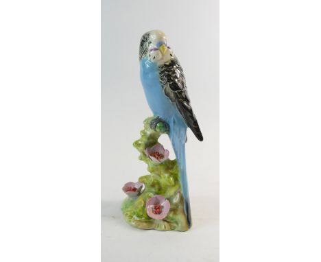 Beswick Blue Budgie 1216, first version with embossed flowers (slight chip and restoration to flowers).