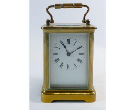 19th century small brass carriage clock, height 11.5cm.
