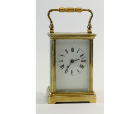 French 19th century brass carriage clock, height 13cm