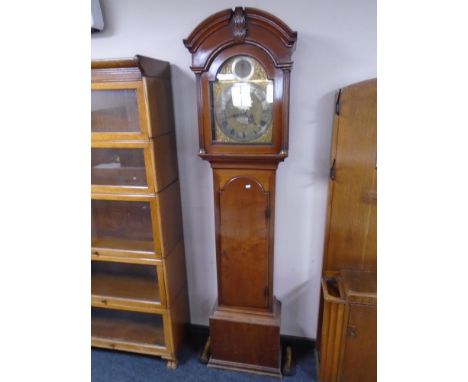 A 19th century mahogany longcase clock with brass dial signed Geo Morrison, Aberdeen, with key, pendulum and weights 