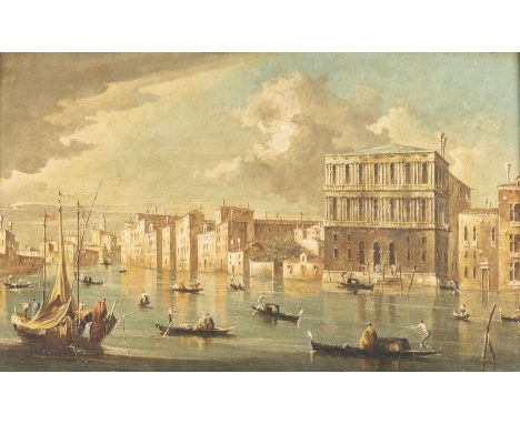 FRANCESCO GUARDI (NACHFOLGER DES WOHL 20. JH.)VENEDIG MIT BLICK IN DEN CANALE GRANDE MIT BOOTEN UND GONDELN Öl auf Leinwand (