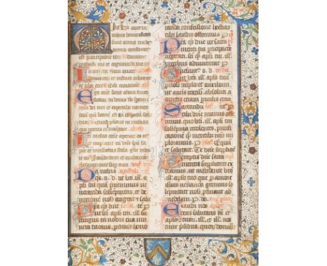 EINZELSEITE AUS EINEM STUNDENBUCH MIT PSALM Wohl Süddeutsch, 14./15. Jh. Braune und rote Tinte sowie polychrome und gold gehö