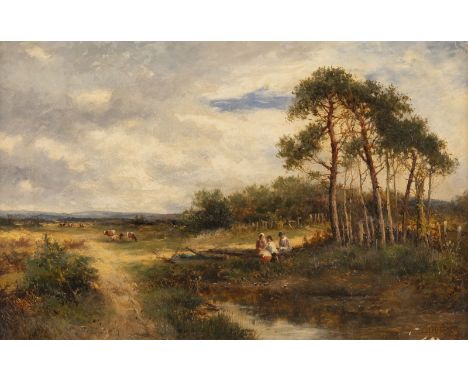 EDWARD HENRY HOLDERUm 1840 Scarborough (Yorkshire) - tätig von 1864 bis 1922Landschaft mit weidenden Kühen und einer rastende
