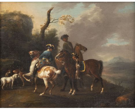 WENZEL IGNAZ BRASCH19. Juni 1708 Lissa (Bunzlau, Böhmen) - 1761 SchwabachJAGDGESELLSCHAFT ZU PFERDE MIT HUNDEN UND ERLEGTEM H