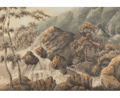 WILLIAM PAYNE1760 Exeter - 1830 LondonWASSERFALL Aquarell auf Papier. SM 37,5 x 53,5 cm (R. 60,5 x 76,5 cm). Unten rechts sig
