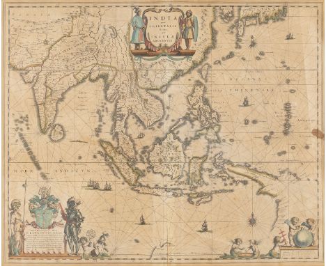 WILLEM JANSZOON BLAEU1571 Alkmaar - 1638 Amsterdam'INDIA QUAE ORIENTALIS DICITUR ET INSULAE ADIACENTES' Kupferstich, kolorier