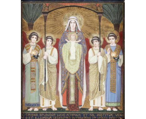 JUGENDSTIL GRAFIKERIllustration zur Antiphona 'O oriens, splendor lucis aeternae' Gouache auf Pergament (?). 19 x 17 cm (R. 4