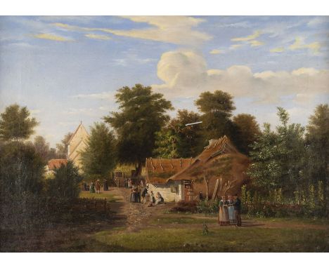 HEINRICH SCHÜBELER1865 Copenhagen - 1933 ebendaNach der Kirche Öl auf Leinwand. 54 x 74 cm (R. 61 x 80 cm). Signiert unten li