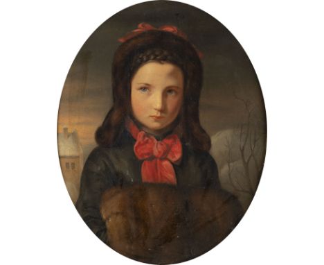 CARL JOHANN HEMERLEIN (ATTR.)1807 Mainz - 1884 WienMädchen mit Pelzmütze und Muff Öl auf Leinwand. 63 x 50 cm (R. 76 x 63 cm)
