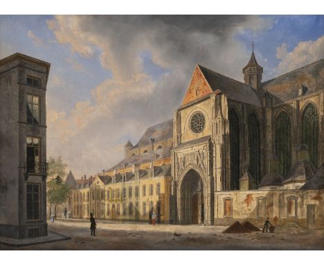 AUGUSTUS WYNANTZ1795 Düsseldorf - 1848 Den HaagGent, Sankt Michaelskirche (wohl 1824) Öl aud Holz. 32 x 45 cm (R. 47 x 58 cm)