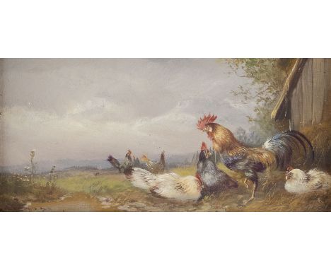 MAX HÄNGER1874 München - 1955 ebendaZwei Gemälde. Hühnerhof Öl auf Holz. 8,5 x 17 cm (28 x 36 cm), 15,5 x 21 cm (R. 28 x 33. 