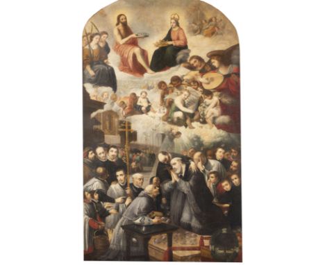 JUAN DE LAS ROELAS (SCHULE/NACHFOLGER)1558 Sevilla - 1625 OlivaresTOD VON SANT ISIDOR Öl auf Leinwand. 156 x 96 cm (R. 184,5 