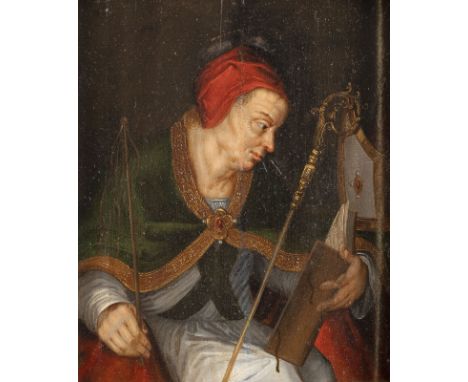 WOHL AUGSBURGER SCHULE, UM 1600DER KIRCHENVATER AUGUSTINUS, BISCHOF VON HIPPO Öl auf Holztafel, partiell Gold gehöhte Malerei