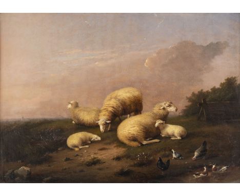 FRANZ VAN SEVERDONCK1809 - 1889Schafe mit Lämmern am Wasser (1873) Öl auf Holz. 48 x 69 cm (R. 60 x 79 cm). Signiert und dati