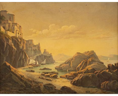 KARL ADLOFF (ATTR.)1819 Düsseldorf - 1863 ebendaAm Strand bei Amalfi Öl auf Leinwand. 36 x 46 cm (R. 54 x 64 cm). Verso: hand