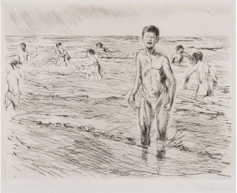 MAX LIEBERMANN1847 Berlin - 1935 ebenda'BADENDE JUNGEN' (1918) Radierung auf Velin. SM 21 x 26,5 cm, DM 17,5 x 22,5 cm (R. 52