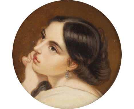 PHILIPP RUMPF1821 Frankfurt a.M. - 1896Mädchenkopf Öl auf Leinwand, Karton. 17,5 x 17,5 cm (R. 23,5 x 23,5 cm). Verso: mit Bl