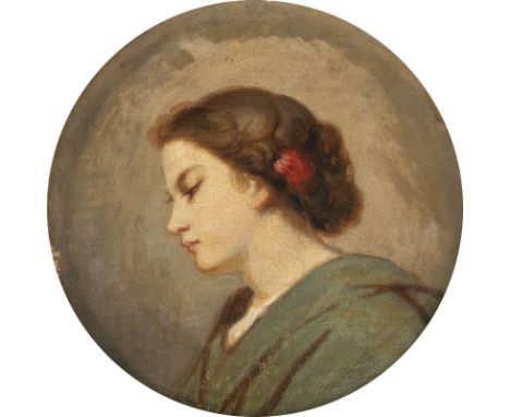 PHILIPP RUMPF1821 Frankfurt a.M. - 1896Mädchenkopf Öl auf Leinwand, Karton. 18 x 17,5 cm (R. 31 x 30,5 cm). Verso: mit Bl. be