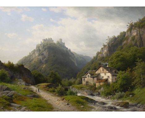 JOSEPH JANSEN1829 Aachen - 1905 DüsseldorfGroßformatige Landschaft 'Motiv aus dem Engen Mölle-Thal bei Oberwesel am Rhein' (1