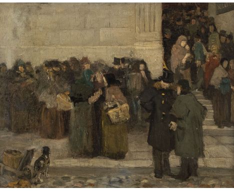 CHRISTIAN LUDWIG BOKELMANN1844 St. Jürgen - 1894 BerlinStudie zu 'Die Volksbank kurz vor dem Krach' (1877) Öl auf Leinwand, H