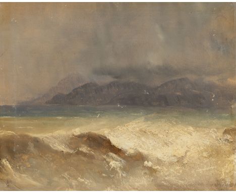 ANDREAS ACHENBACH (ATTR.)1815 Kassel - 1910 DüsseldorfÖlstudie. Stürmische See Öl auf Papier, Karton. 28 x 35 cm (R. 45 x 49 