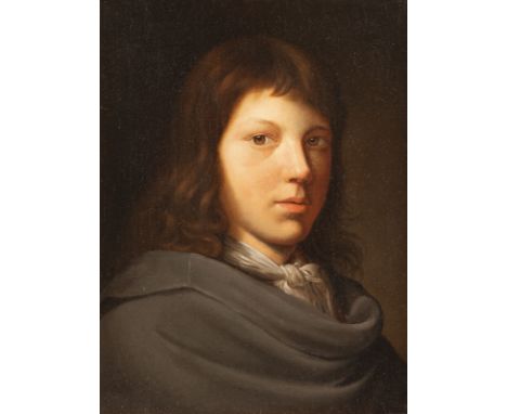 FRANZÖSISCHER PORTRAITMALER, UM 1800BILDNIS EINES JÜNGLINGS MIT TUCH UND UMHANG Öl auf Leinwand. 49 x 38 cm (R. 57 x 46 cm). 