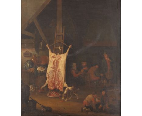 ABRAHAM VAN DEN HECKEN (ATTR.)1610/1620 Antwerpen - 1655/1669 LondonKÜCHENINTERIEUR - DER GESCHLACHTETE OCHSE Öl auf Leinwand