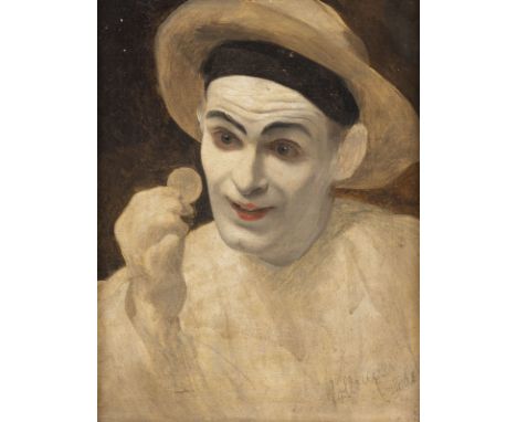 ALEXIS VOLLON1865 Paris - 1945Der Mime, wohl Porträt von Charles Debureaut (1829-1873) Öl auf Leinwand. 24,5 x 19 cm (R. 35 x