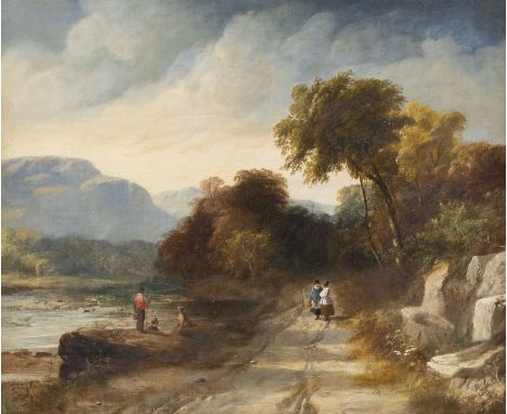 SAMUEL JOHN EGBERT JONES1797 - 1861Am Flussufer (1841) Öl auf Leinwand (doubl.). 50 x 60 cm (R. 61 x 73 cm). Signiert und dat