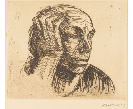KÄTHE KOLLWITZ1867 Königsberg - 1945 Moritzburg'SELBSTBILDNIS' (1921) Radierung in Braun auf Velin. DM 21,5 x 26,5 cm (R. 48,