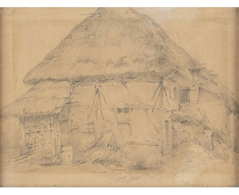 CASPAR JOHAN NEPOMUK SCHEUREN1810 Aachen - 1887 DüsseldorfScheune (1832) Zeichnung. SM 15,5 x 20,5 cm (R. 20 x 25 cm). Signie