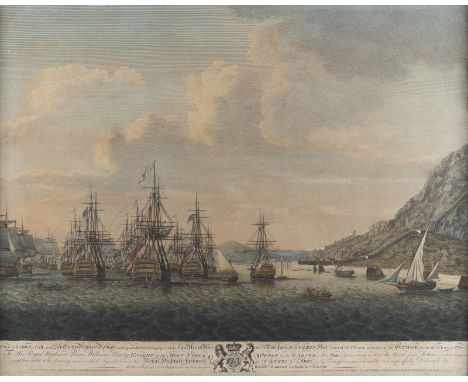 ROBERT POLLARD1755 Newcastle-on-Tyne - 1838 London'A VIEW OF GIBRALTAR WITH SIR GEORGE BRYDGES RODNEY COMING TO ITS RELIEF (.