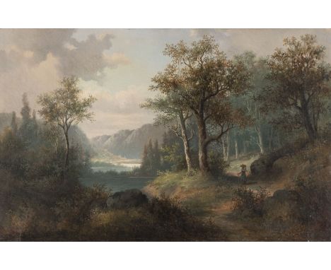VAN GULLENtätig Ende 19. JhWaldlandschaft Öl auf Leinwand. 69 x 106 cm (R. 85 x 123 cm). Bez. unten rechts. Leicht ber., min 