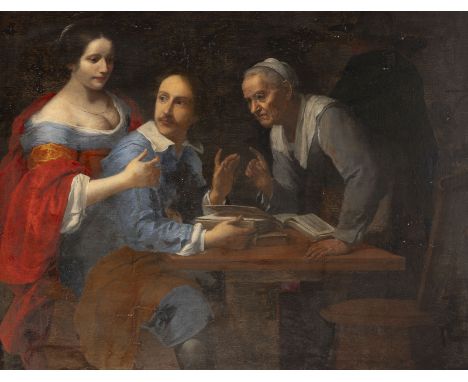 GIOVANNI MARTINELLI (ATTR.)November 1600 Montevarchi - 1659 FlorenzDER HÄUSLICHE DISPUT Öl auf Leinwand auf Holztafel. 110 x 