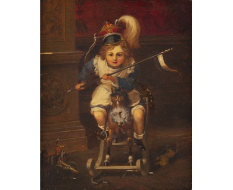 THEODOR RABE1822 Berlin - 1890 ebendaKleiner Kavallerist Öl auf Leinwand. 31 x 25,5 cm (R. 50 x 44 cm). Signiert links 'Th. R