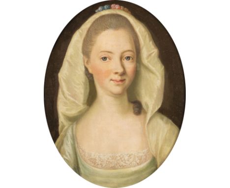 JOHANN HEINRICH WILHELM TISCHBEIN (UMKREIS)1751 Haina - 1829 EutinBRUSTBILDNIS EINER JUNGEN DAME MIT KOPFTUCH Öl auf Leinwand