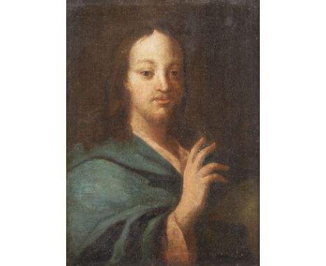 WOHL NORDITALIENISCHE SCHULE DES 18. JH.SEGNENDER CHRISTUS Öl auf Leinwand (altdoubl.). 46 x 34 cm (R. 53 x 41 cm). Verso: Al