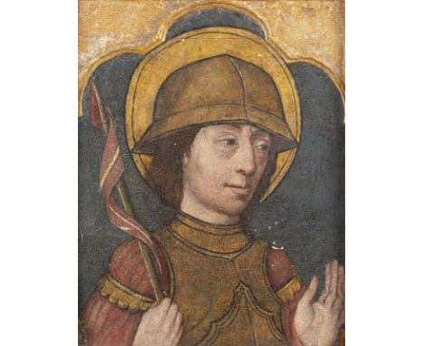 DEUTSCHE SCHULE DES WOHL SPÄTEN 15. JH.HEILIGER FLORIAN (?) Öl-Tempera auf Eichenholztafel. 23,5 x 18,5 cm (R. 28,5 x 23 cm).