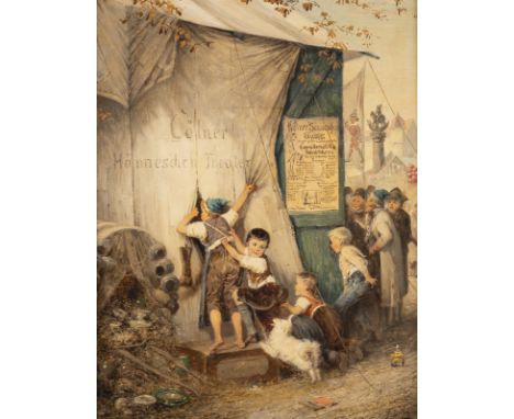 FRITZ BEINKE1842 Düsseldorf - 1907 ebendaDas Kölner Hännes'chen-Theater. Auf dem Spielplan: 'Cavalleristika futschikana' Öl a