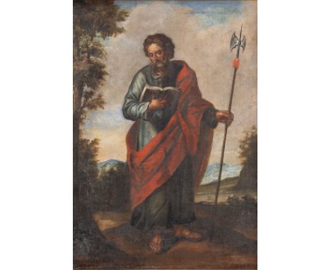 SÜDDEUTSCH-ÖSTERREICHISCHE SCHULE DES 18. JH.DER HEILIGE PAULUS Öl auf Leinwand (altdoubl.). 58 x 41 cm (R. 67 x 49 cm). Part
