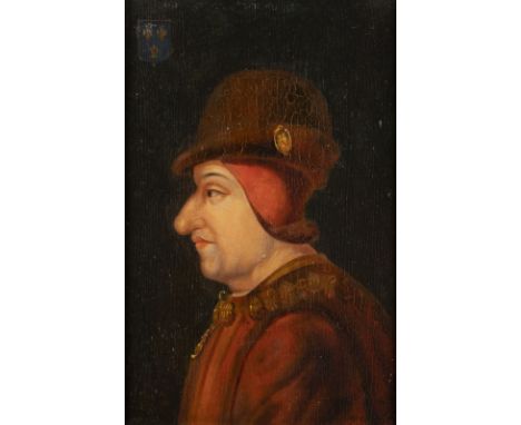 MALER DES 18./19. JH. IM STILE DER RENAISSANCEBILDNIS EINES ADLIGEN HERREN MIT HUT NACH LINKS GEWANDT Öl auf Eichenholztafel.