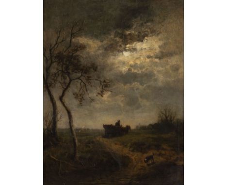 ALFRED RETHEL1816 bei Aachen - 1859 DüsseldorfNächtliche Heimfahrt Öl auf Holz. 38 x 30 cm (R. 56 x 48 cm). Schwer leserlich 