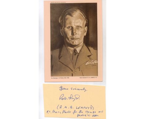 Rod Learoyd VC Good signature and personal note with postcard published by the National Gallery (for the Ministry of Informat